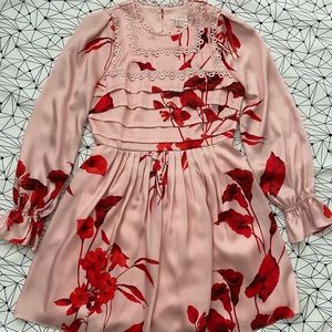 Ted Baker Pink Floral Long Sleeve Dress Size 1